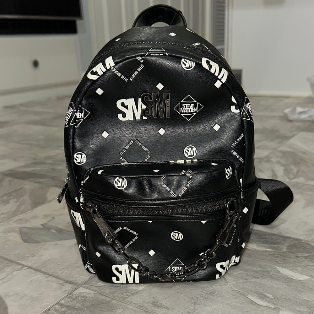 Steve Madden Mini Black Backpack with Graphic Design